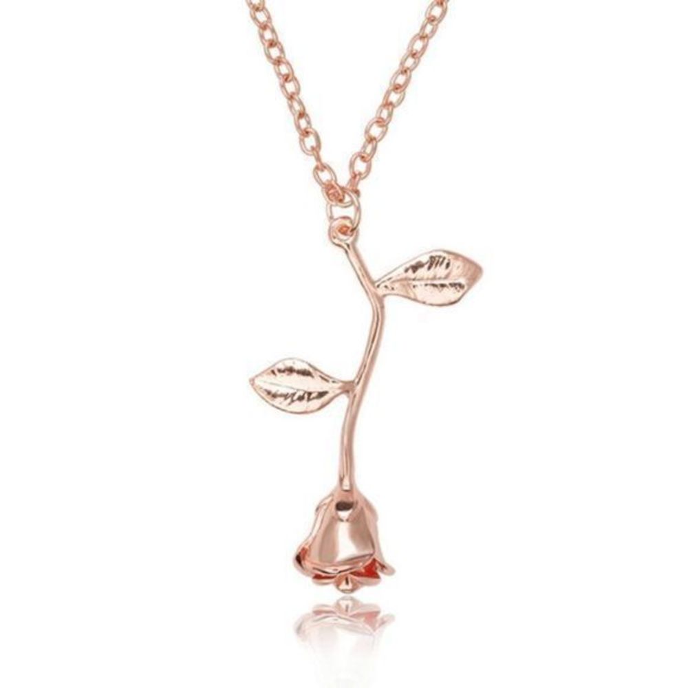 Romantic Rose Pendant Necklace - Rose Gold Plated
